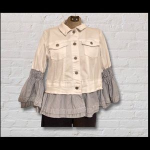 Crown & Ivy Blue White Striped Jean Jacket Button Up Tunic